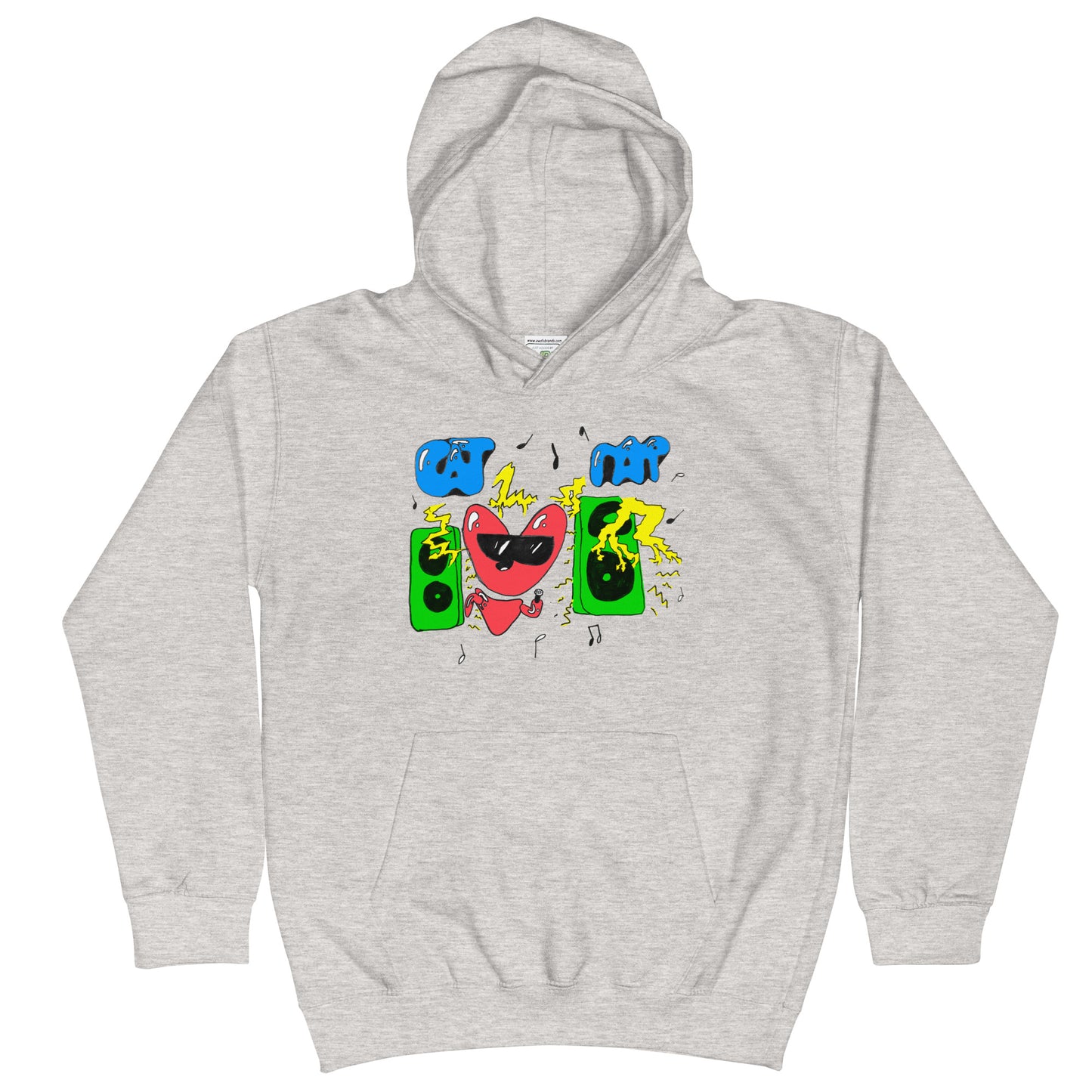 Cat Rap Youth Hoodie - Heather Gray