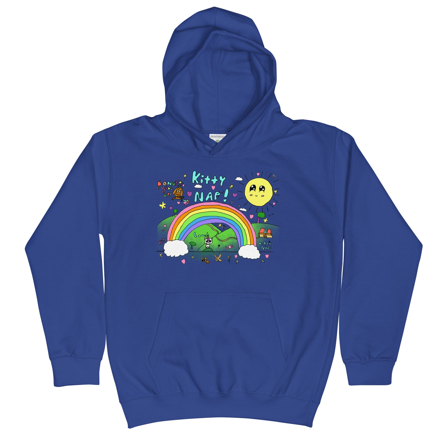 Kitty Nap Donut Give Up Youth Hoodie - Blue