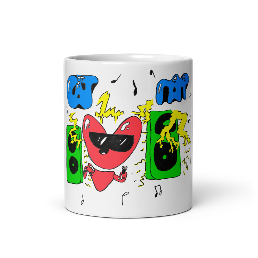 Cat Rap Ceramic Mug - White